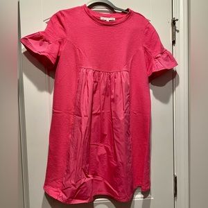 NWOT Pink Dress with Ruffle Sleeves Mixed Media